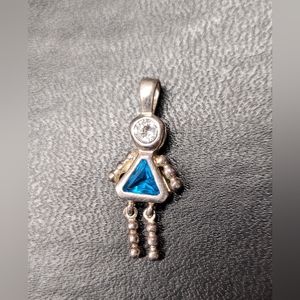 Sterling Silver - March Girl Birthstone Baby Pendant Charm